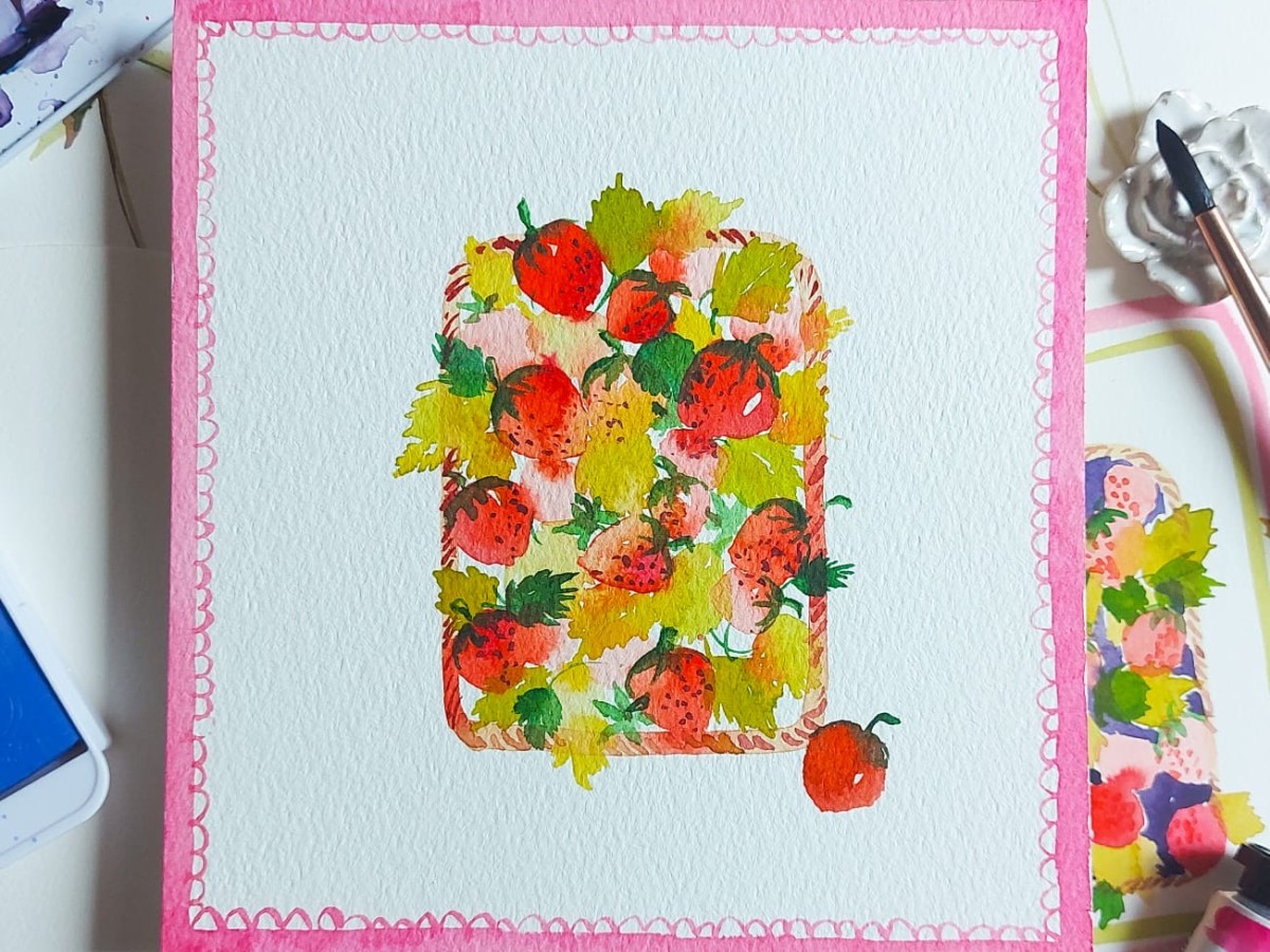 Aquarelle : fraises party