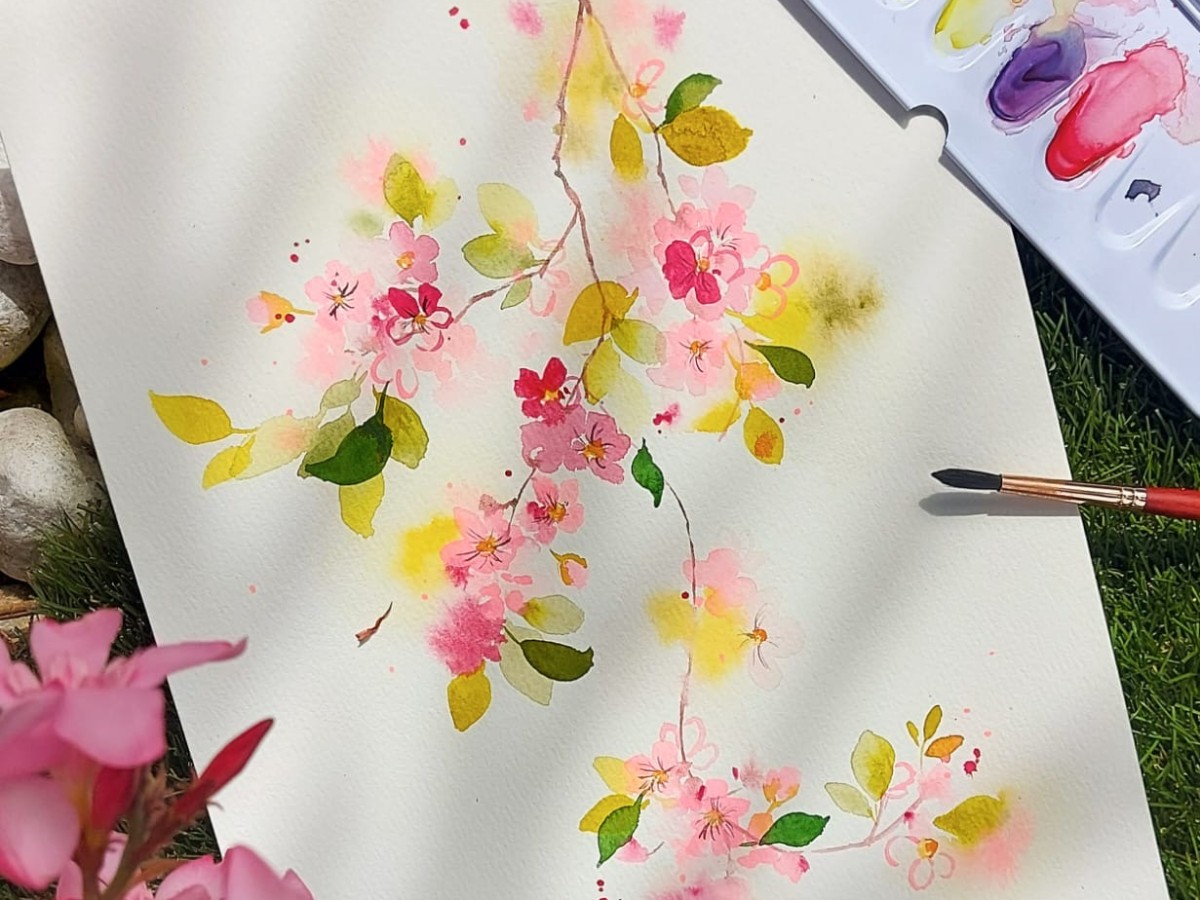 Aquarelle : jolies fleurs