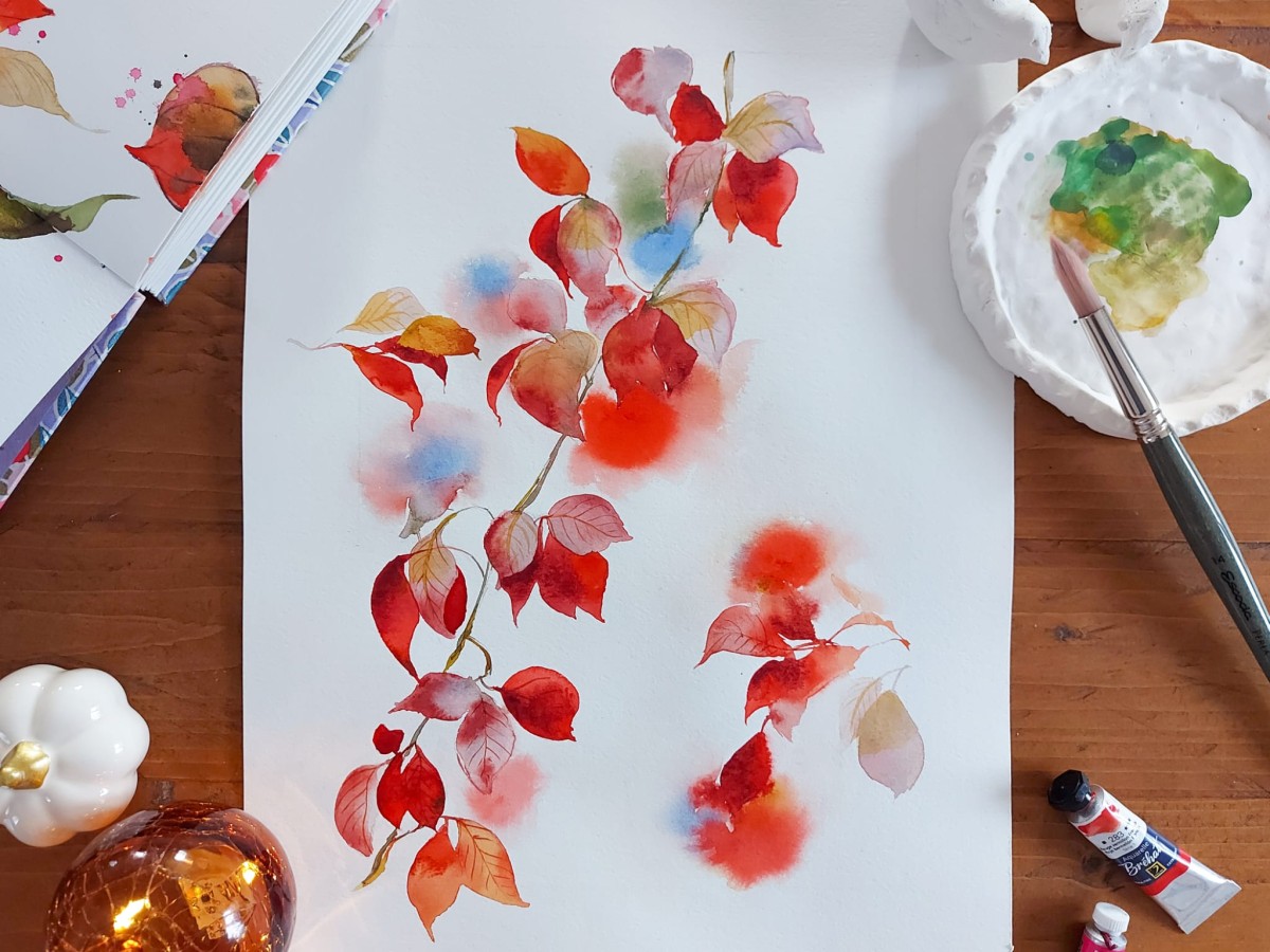 Aquarelle : nature d'automne
