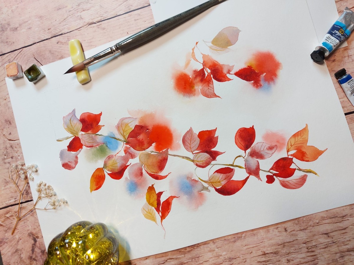 Aquarelle : nature d'automne