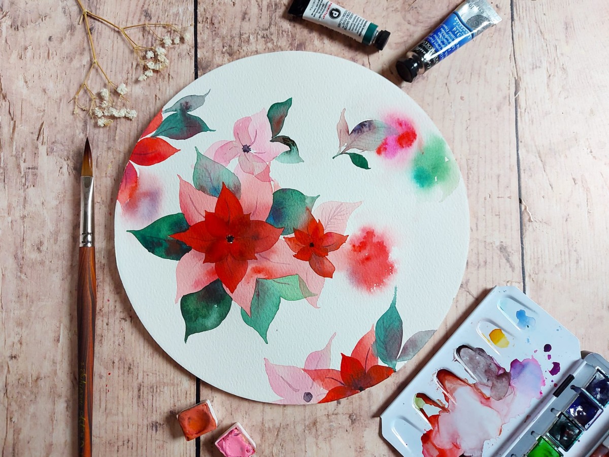 Aquarelle : fleurs d'hiver