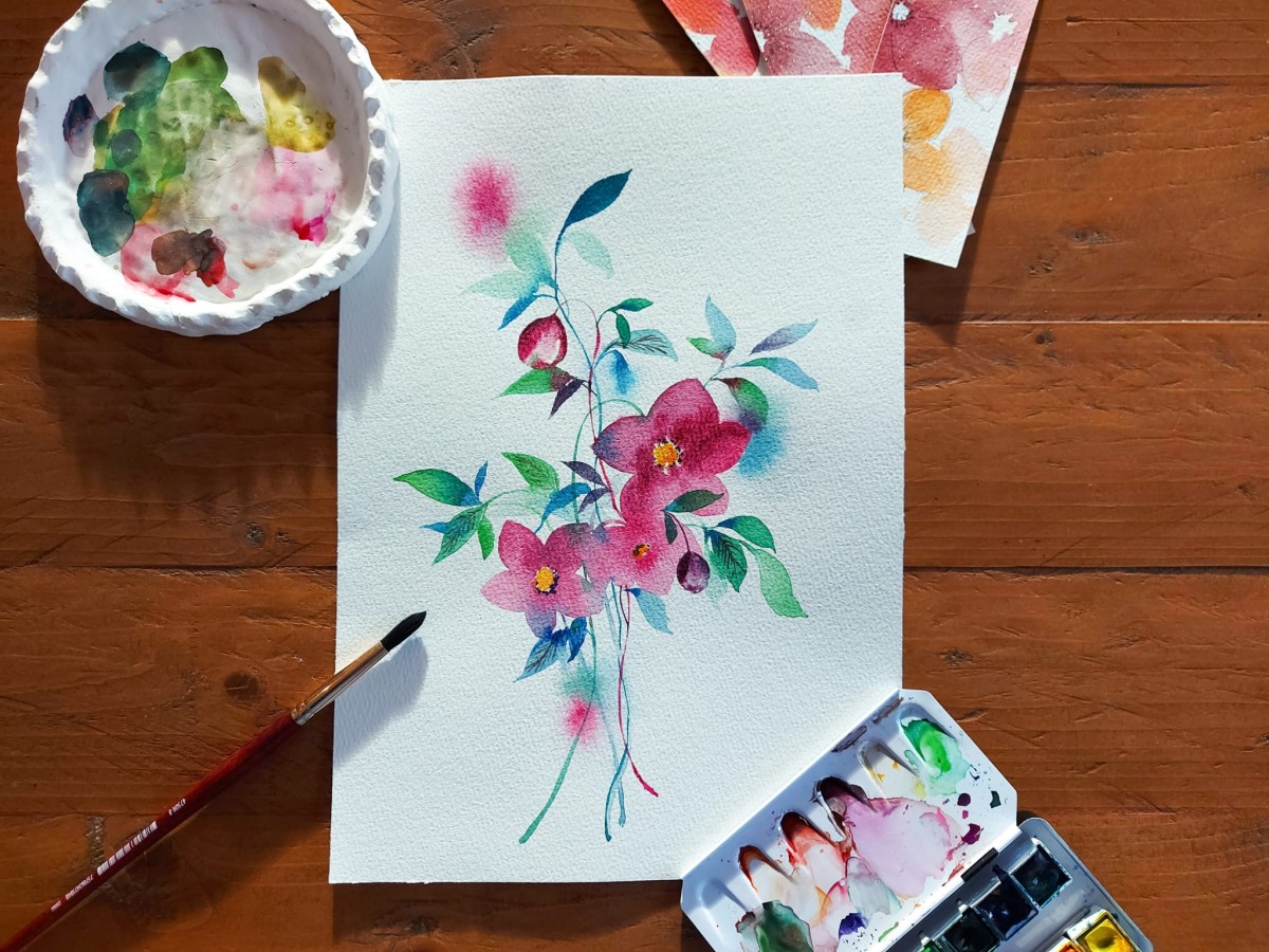 Aquarelle : Hellébores