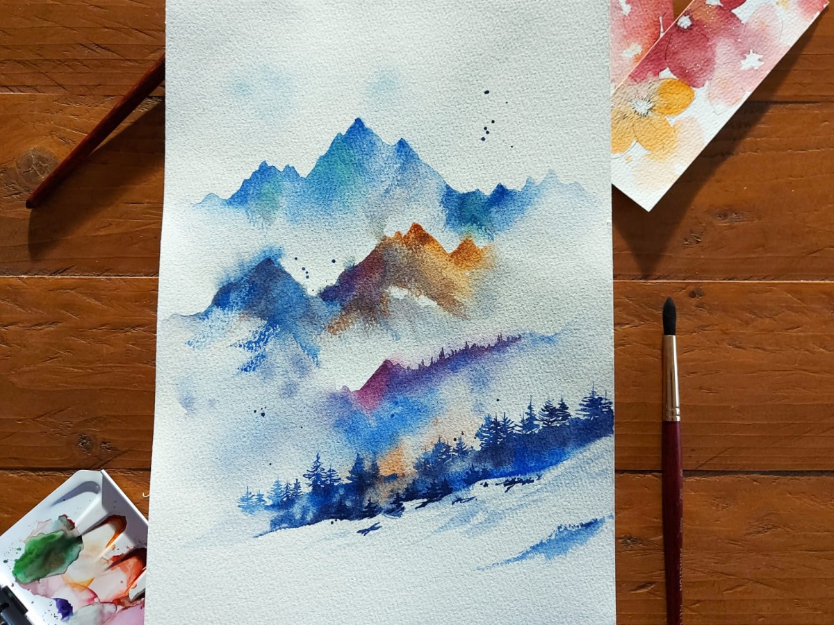 Aquarelle : excursion en altitude