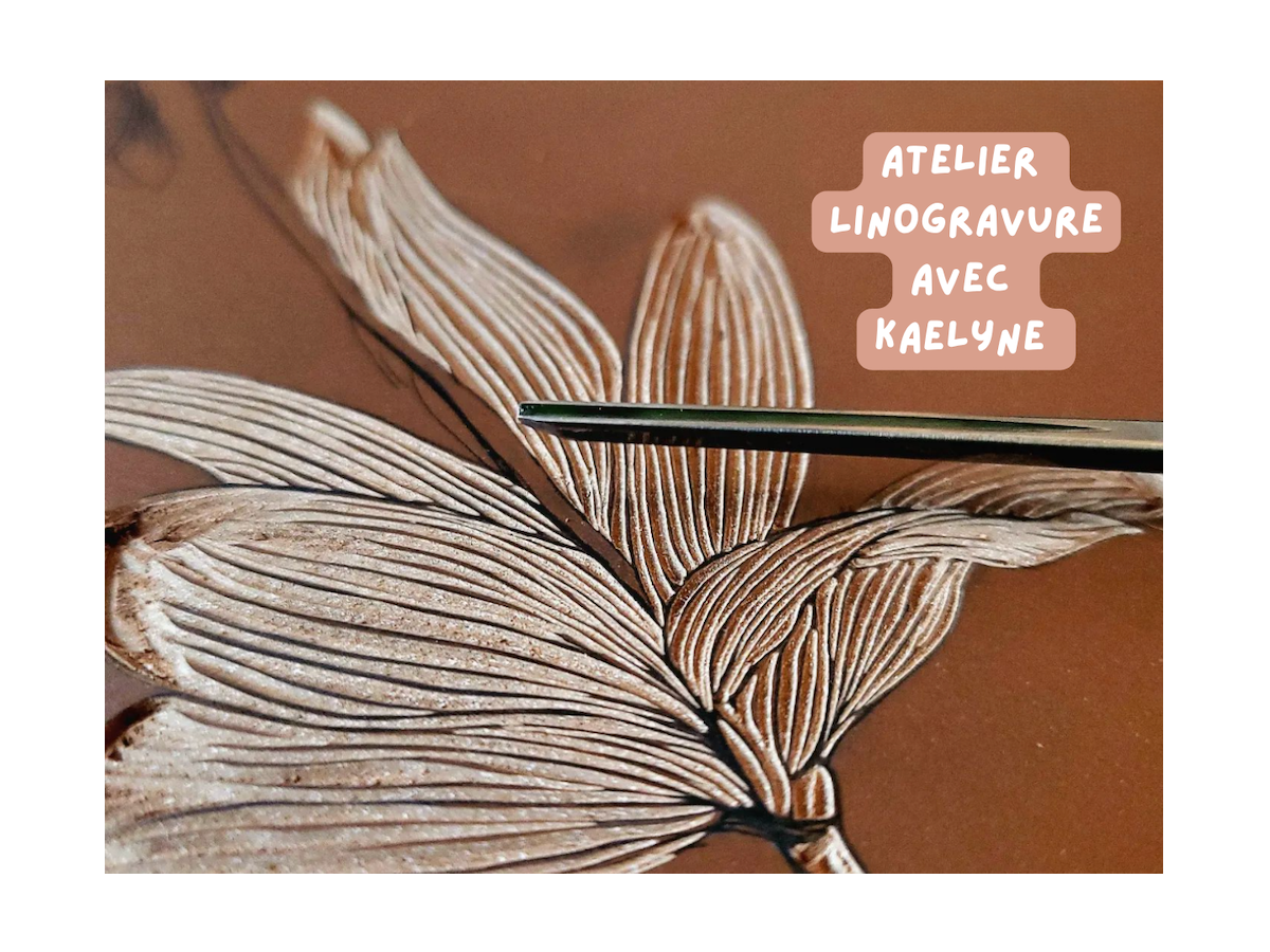 Linogravure avec Kaelyne