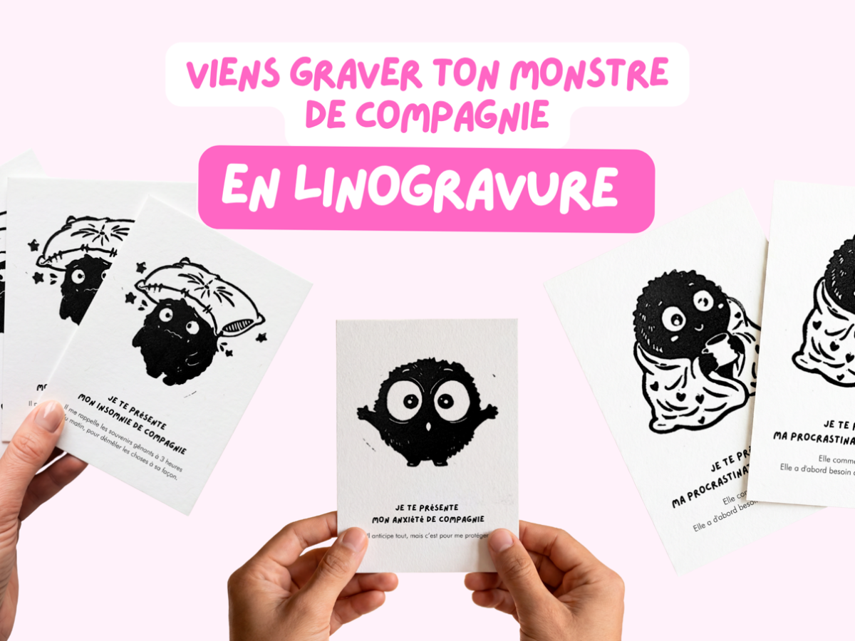 Linogravure avec Kaelyne